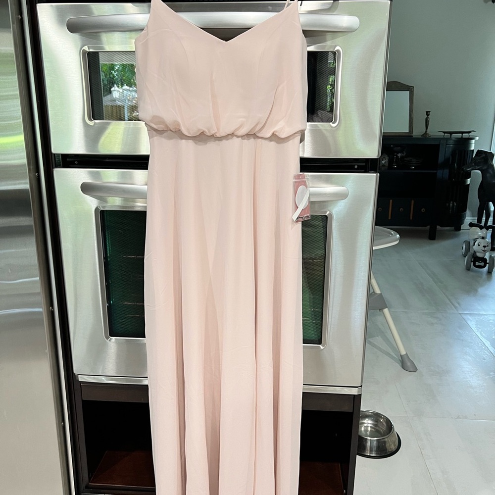 Tan Sleeveless Spaghetti Strap Maxi Gown